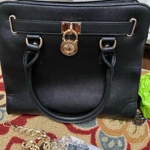 M Korrs Hamilton,Black Saffiano Leather,New, no tags, no dust cover